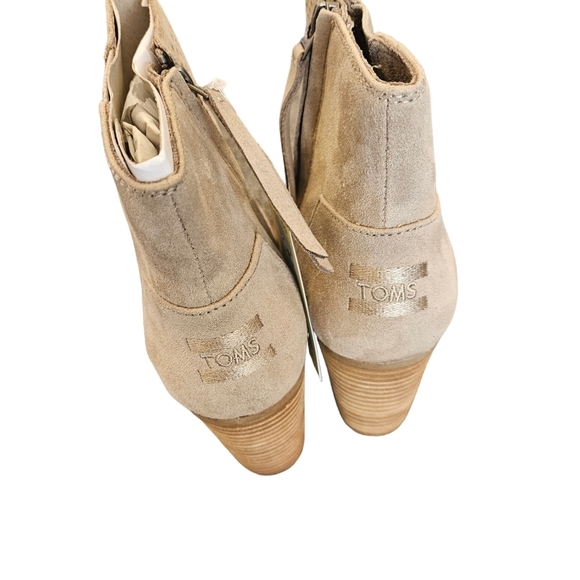 TOMS Majorca Peep Toe Taupe Booties NEW - Picture 5 of 8